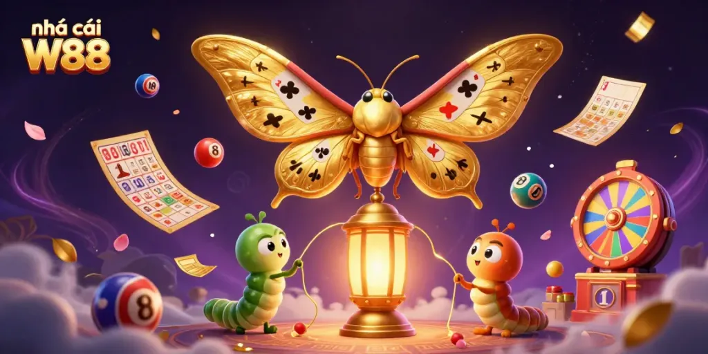 Experience the excitement of nhà cái W88 with vibrant casino elements and dynamic lottery action.