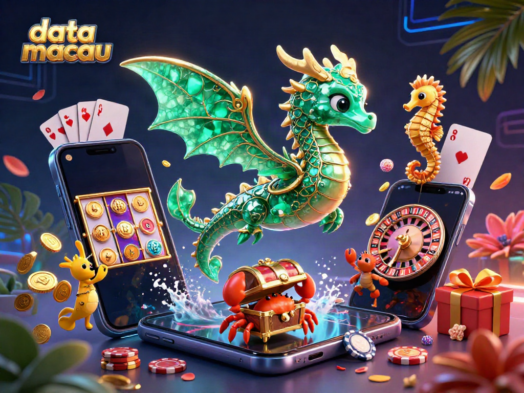 Menampilkan Data Macau dengan ilustrasi 3D saat melakukan pengundian angka, penuh barang bernuansa kasino.
