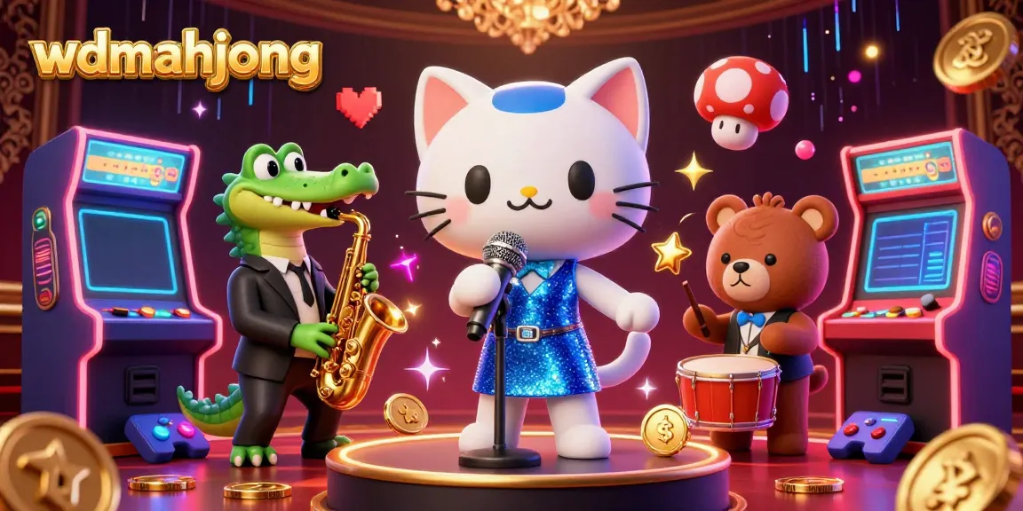 Engage in dynamic fun with wdmahjong featuring a jazzy scene of card games and vibrant characters.
