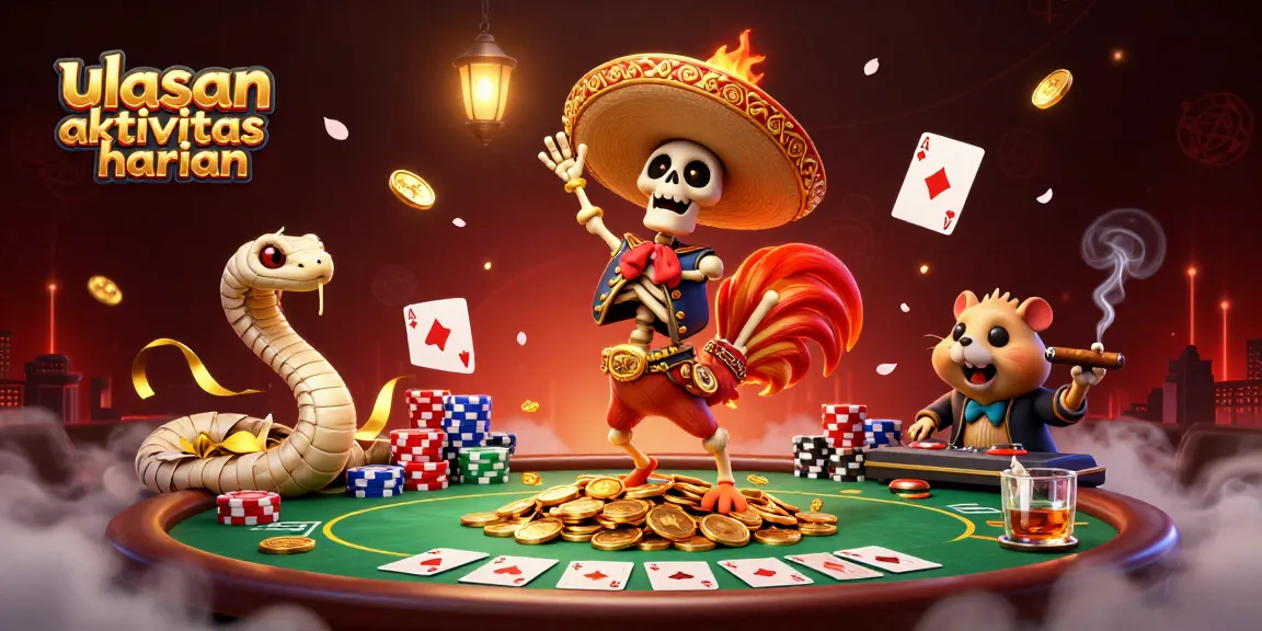 Experience excitement in this ulasan aktivitas harian scene with 3D characters striking a winning pose at the casino.
