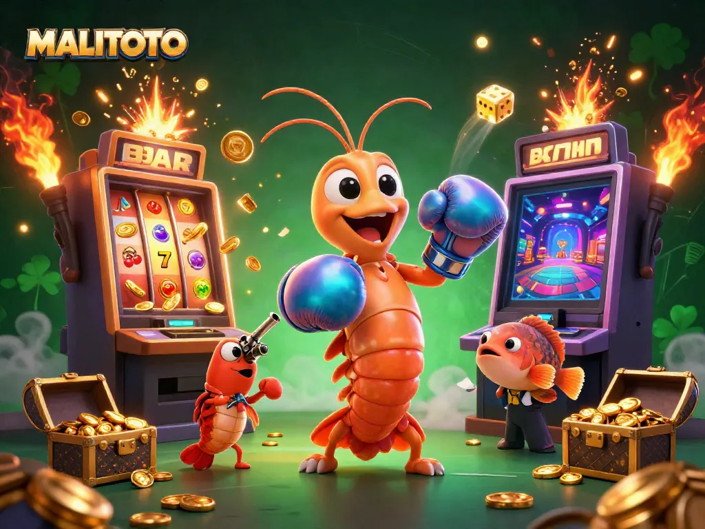 MALITOTO showcases a vibrant scene with a mantis shrimp and a pistol shrimp amidst a jackpot explosion, exemplifying the excitement of online gaming.