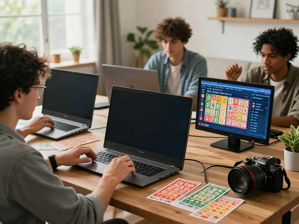 Engaging scene of a player enjoying ahha4d lottery games on a smartphone with friends.