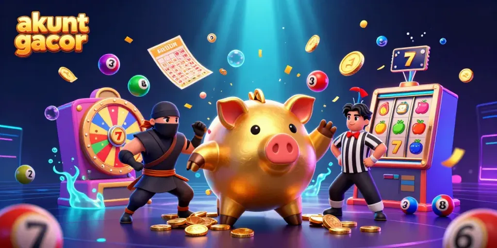 Aku slot gacor menunjukkan visual menarik dengan karakter kartun 3D dan elemen menarik dari permainan.