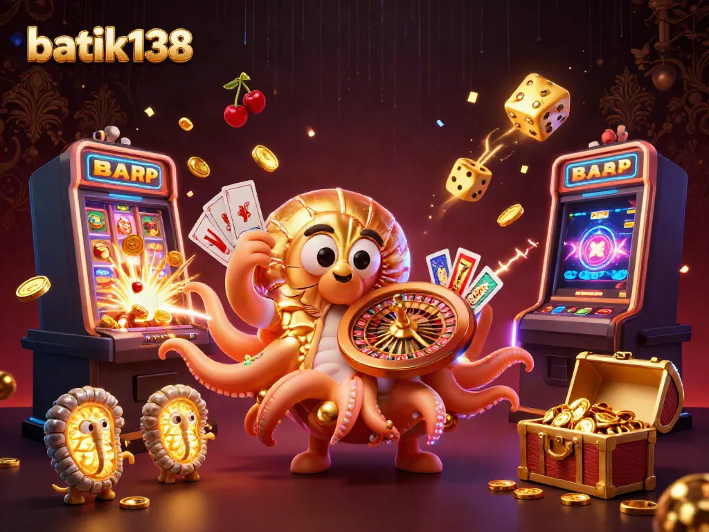 Gambaran batik138 menampilkan karakter kartun 3D bertema kasino yang dinamis dengan elemen keberuntungan.