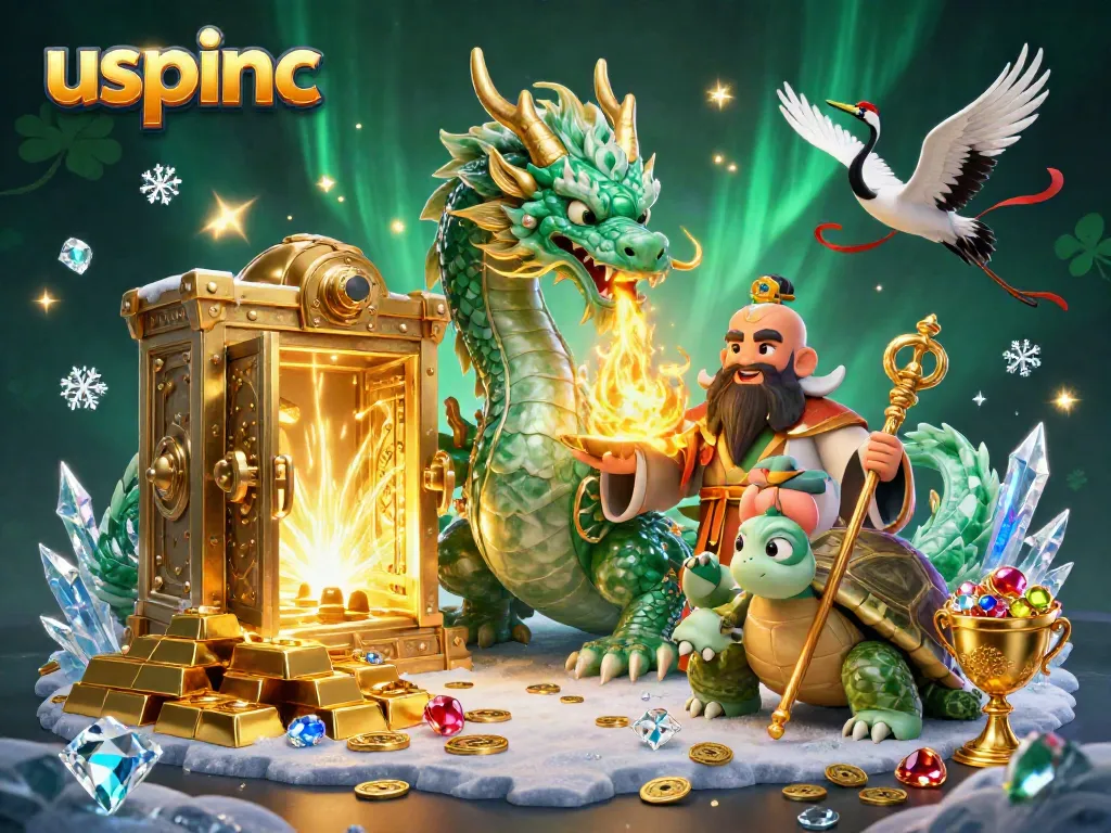 Experience the thrill of winning at uspinc with vibrant casino-themed 3D illustration.