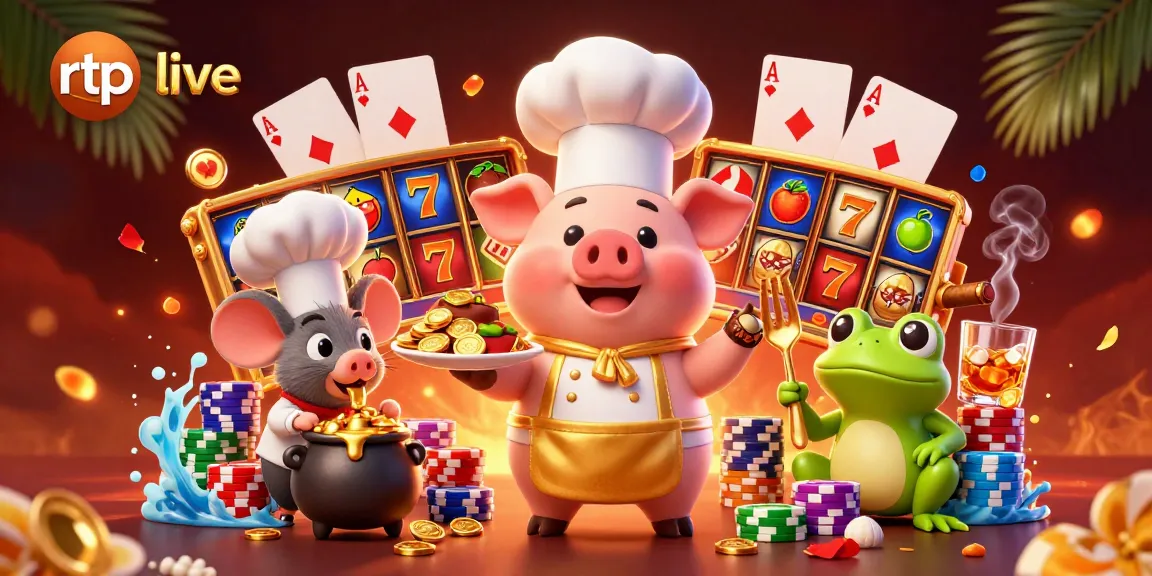 Engage with rtp live as a chef pig serves gold coins, enhancing your slot experience.