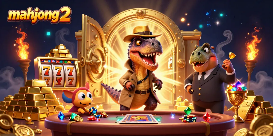 Play mahjong 2 slots with vibrant visuals and a playful scene, featuring memorable characters.