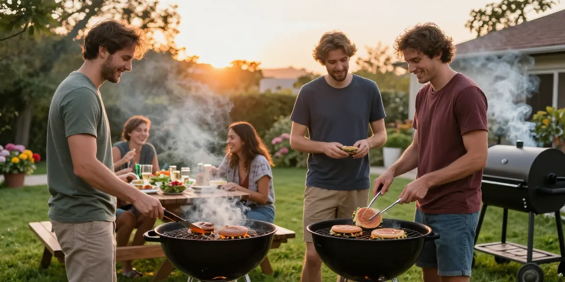 Suasana BBQ santai di halaman belakang dengan teman-teman merayakan BOS88 Online