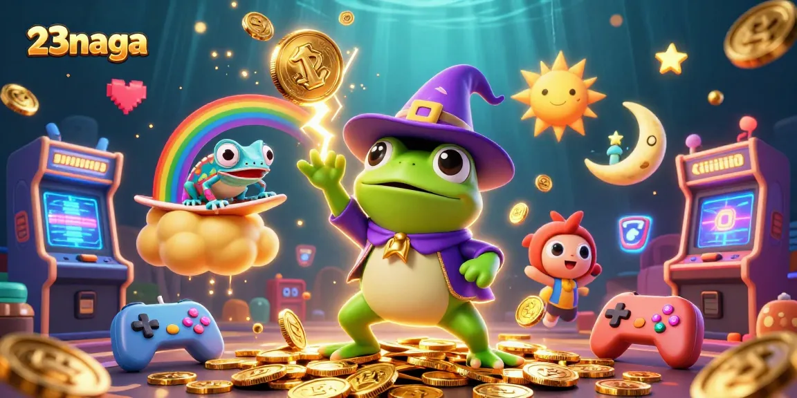 Experience thrilling gaming with 23naga, featuring whimsical characters and vibrant casino elements.