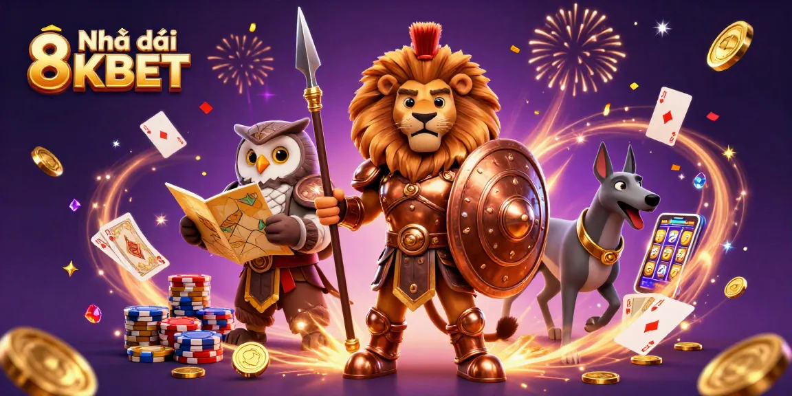 Engage with Nhà cái 8KBET in an exhilarating 3D casino environment, showcasing vibrant games and dynamic action.
