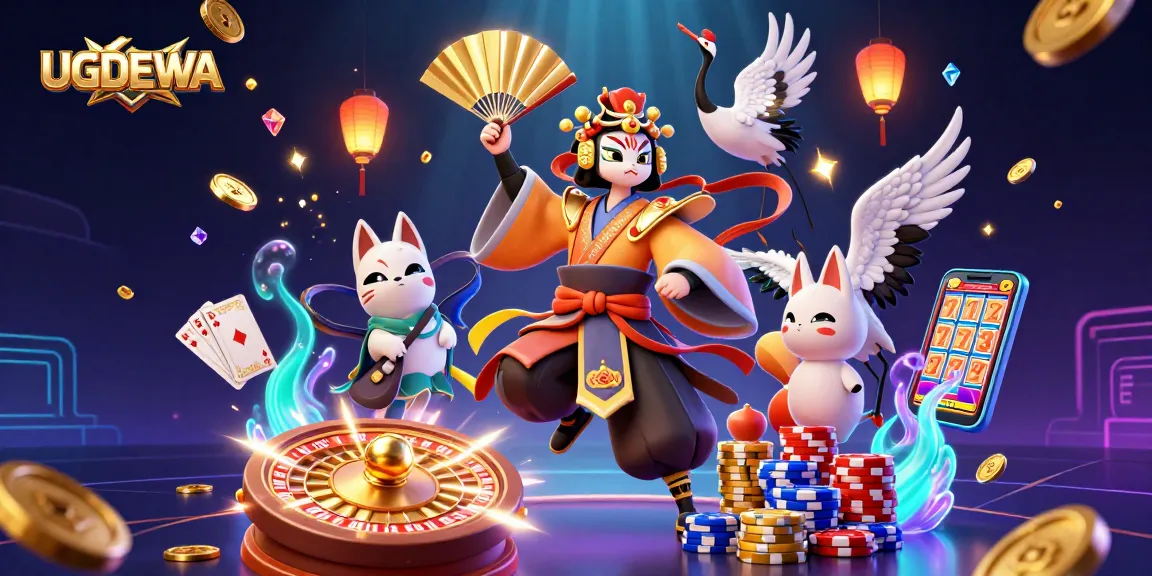 Experience thrilling gameplay at UGDEWA with vibrant slots and animated characters in a dynamic casino scene.