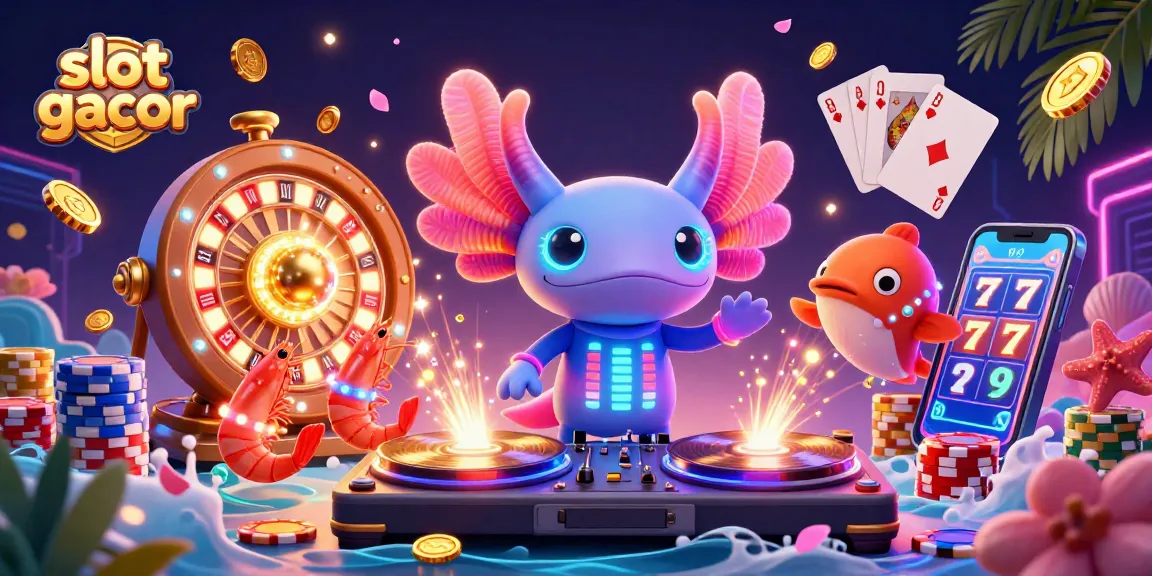 Experience the thrill of slot gacor with our vibrant 3D digital illustration showcasing dynamic casino elements.
