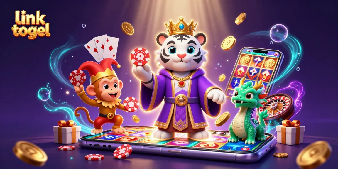 Win big with link togel featuring a 3D white tiger, monkey, and dragon in a vibrant casino scene.