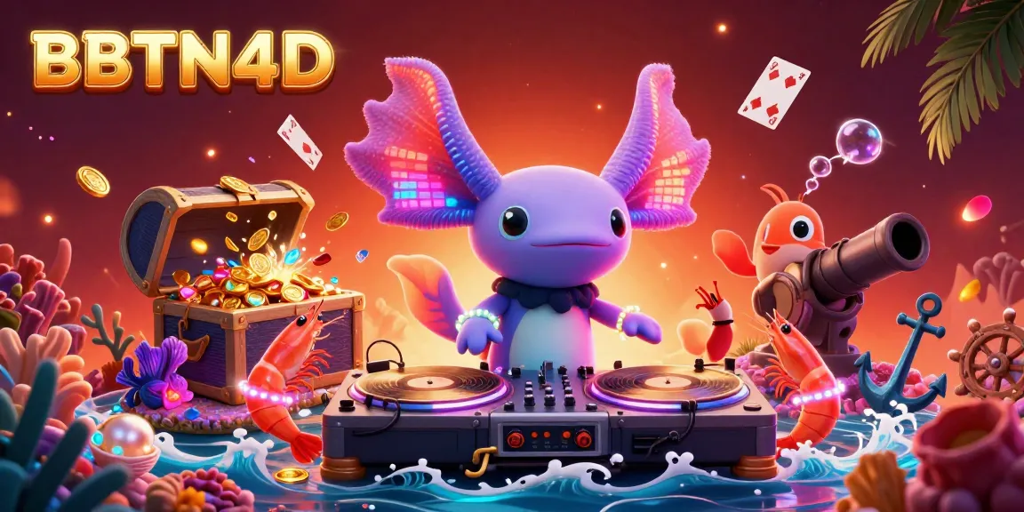 BBTN4D menghadirkan pengalaman bermain kasino modern dengan DJ axolotl neon dan suasana yang ceria.