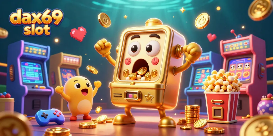 Slot Dax69 menampilkan mesin slot emas yang merasa terkejut saat menerima jackpot dan dikelilingi oleh kerumunan mesin slot kecil.