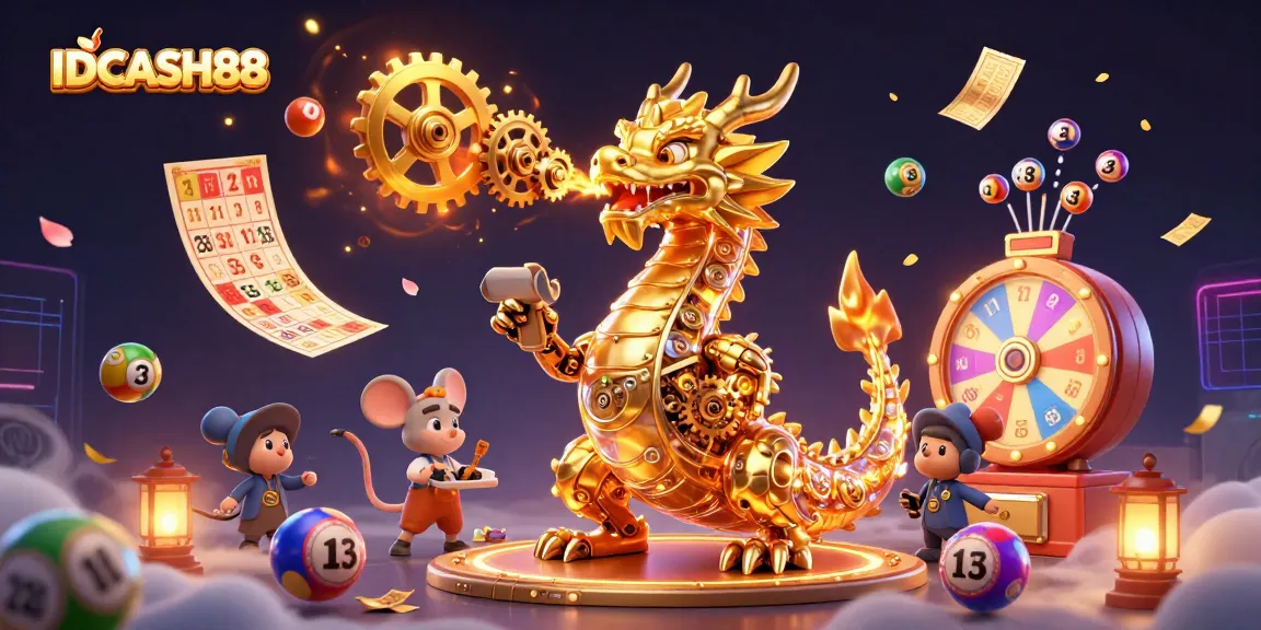 Experience thrilling gameplay with IDCASH88 in a vibrant casino scene featuring a golden dragon.